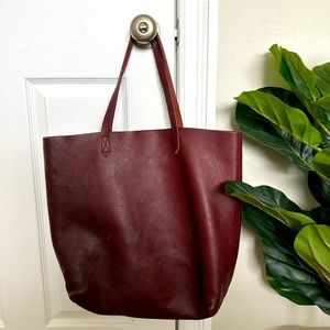 Madewell Burgundy Leather Large Transport Tote
